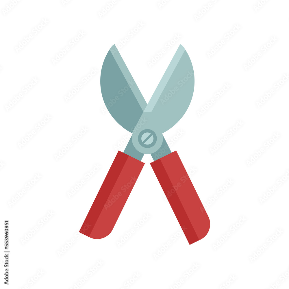 Red garden pruner icon. Plant secateurs or gardening scissors vector illustration. Red garden pruner icon. Plant secateurs or gardening scissors vector illustration.
