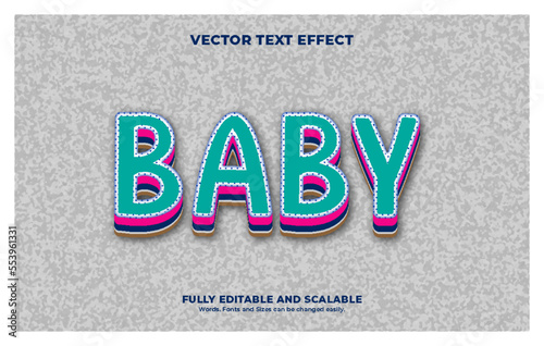 Baby text effect design template vector