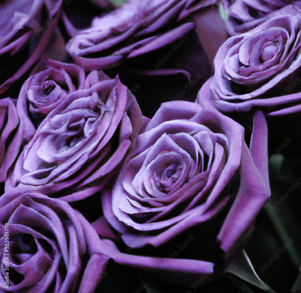Close up of beautiful pink roses on black background created using Generative AI technology Close up of beautiful pink roses on black background created using Generative AI technology