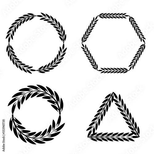 Wreaths geometric shapes. Circular frame. Invitation card design. Vector illustration. stock image.