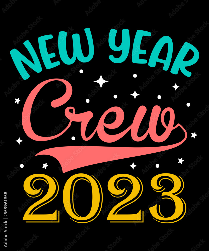 Typography Happy New Year 2023 T-Shirt Design Vector