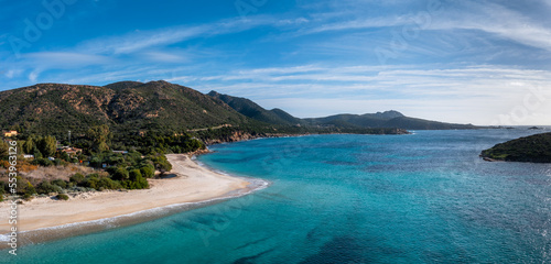 panorama view of beauitful white sand Turredda beach on the south coast of Sardinia © makasana photo