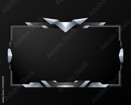 Abstract black and silver live stream overlay game interface screen panel template