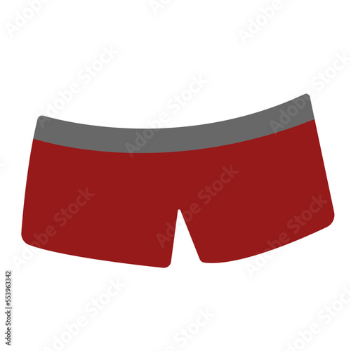 Red shorts with gray stripes