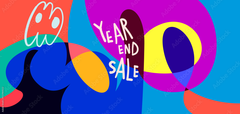 New year sale 2023 design template with fluid geometric colorful abstract