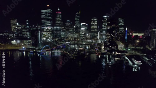 Perth city view at night drone photo