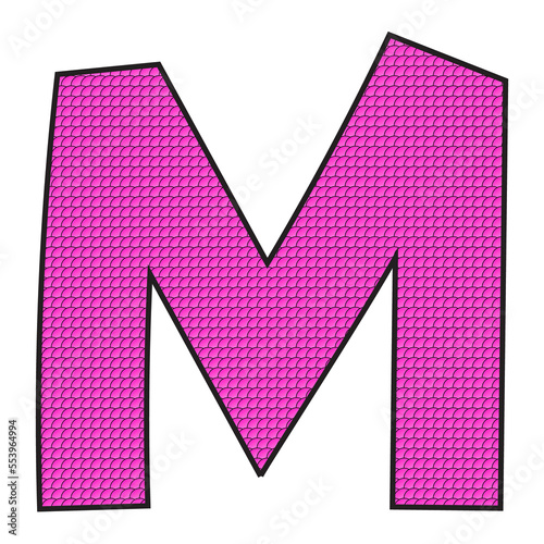 Alphabet M illustration isolated on png transparent background.