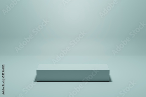3D rendering of cyan colored empty podium or pedestal display. blank product display shelf © gru pictures