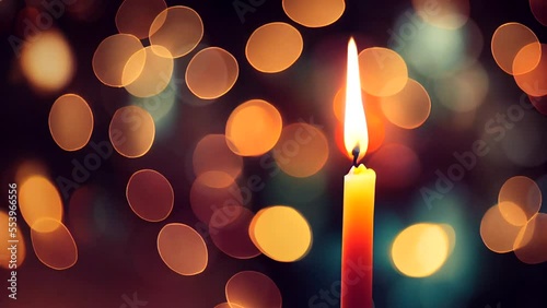 Candle flame on a bokeh background. Looped flame movement. 18 seconds.