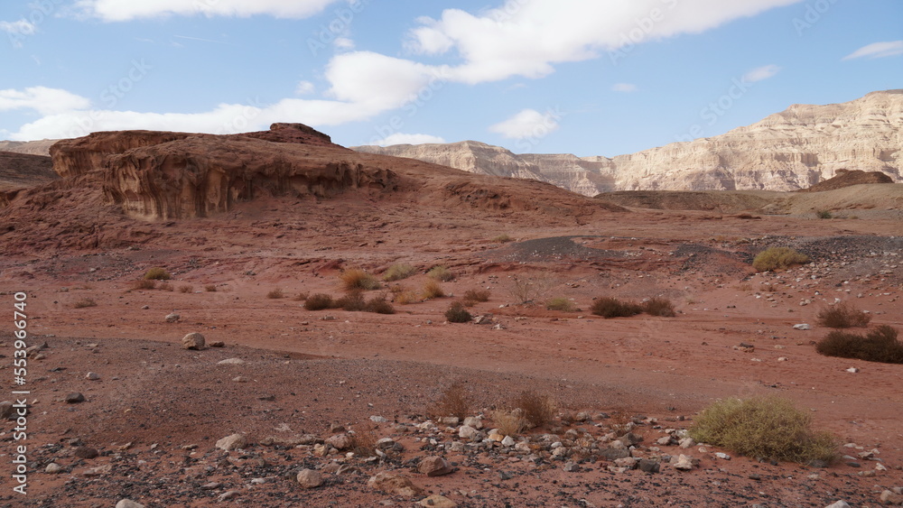 Rock and red terrain, in the national geological Timna park, Israel