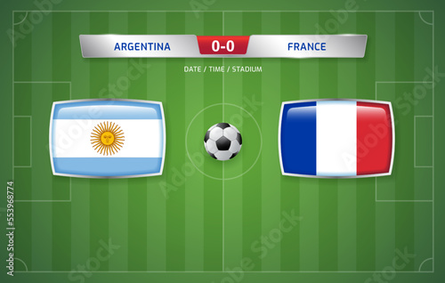 Argentina vs France scoreboard broadcast template for sport soccer tournament 2022 and football championship round final