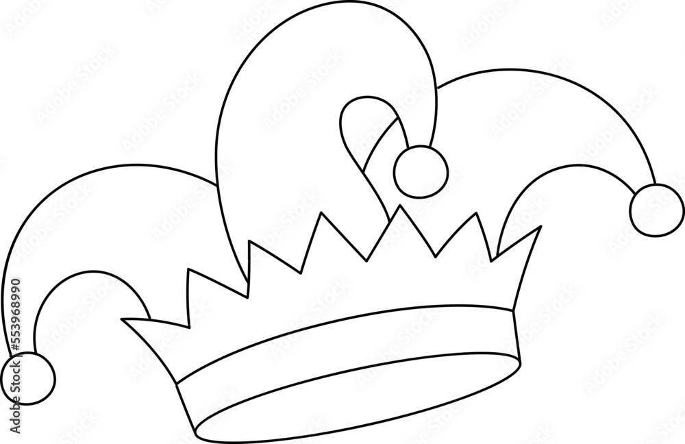 Mardi Gras Jester Hat Isolated Coloring Page Mardi Gras Jester Hat Isolated Coloring Page