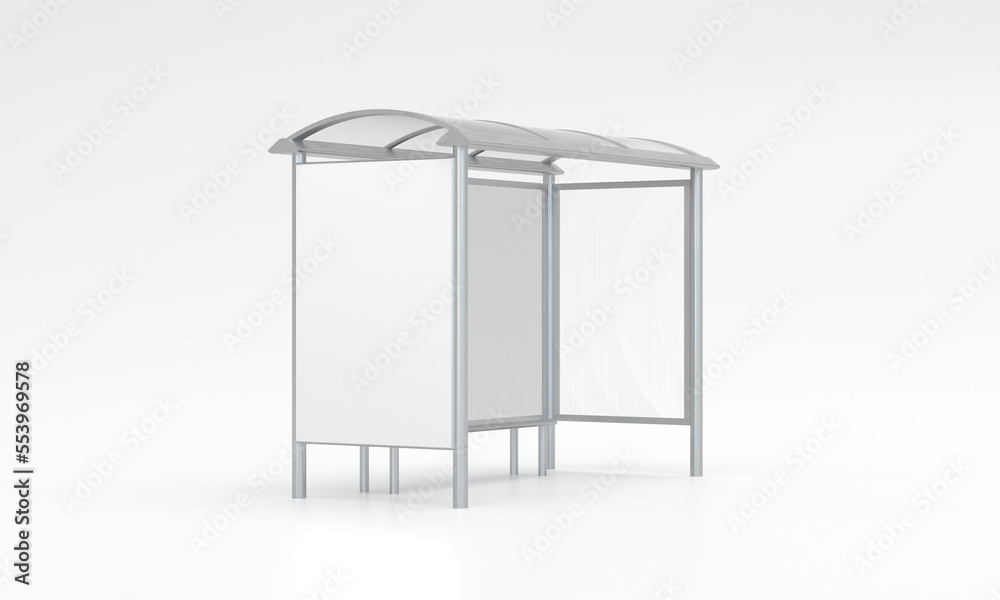 Bus Stop Outside Billboard Side View Mockup Bus Stop Outside Billboard Side View Mockup