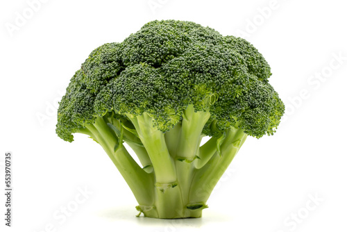 Broccoli isolated on a white background. Clipping Path. Full depth of field. Organic fresh broccoli. close up