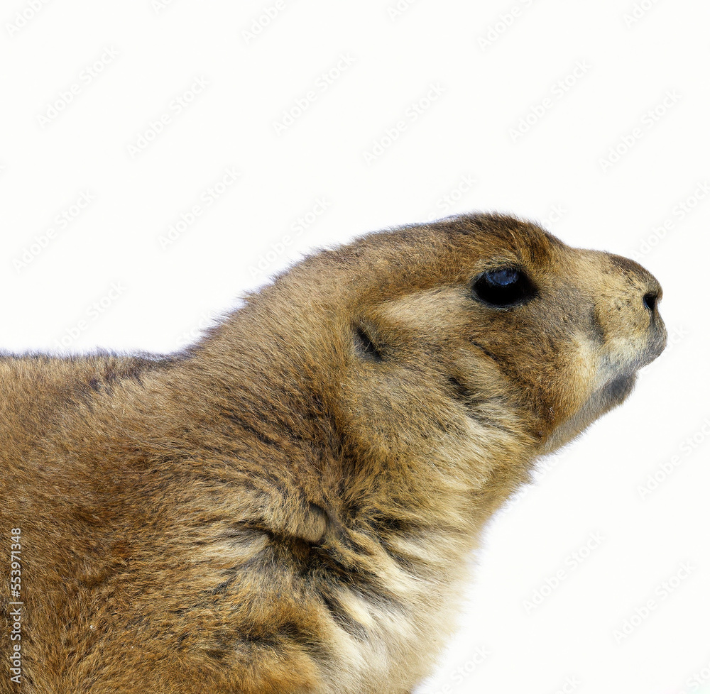 Image of close up of prairie dog on white background created using Generative AI technology Image of close up of prairie dog on white background created using Generative AI technology