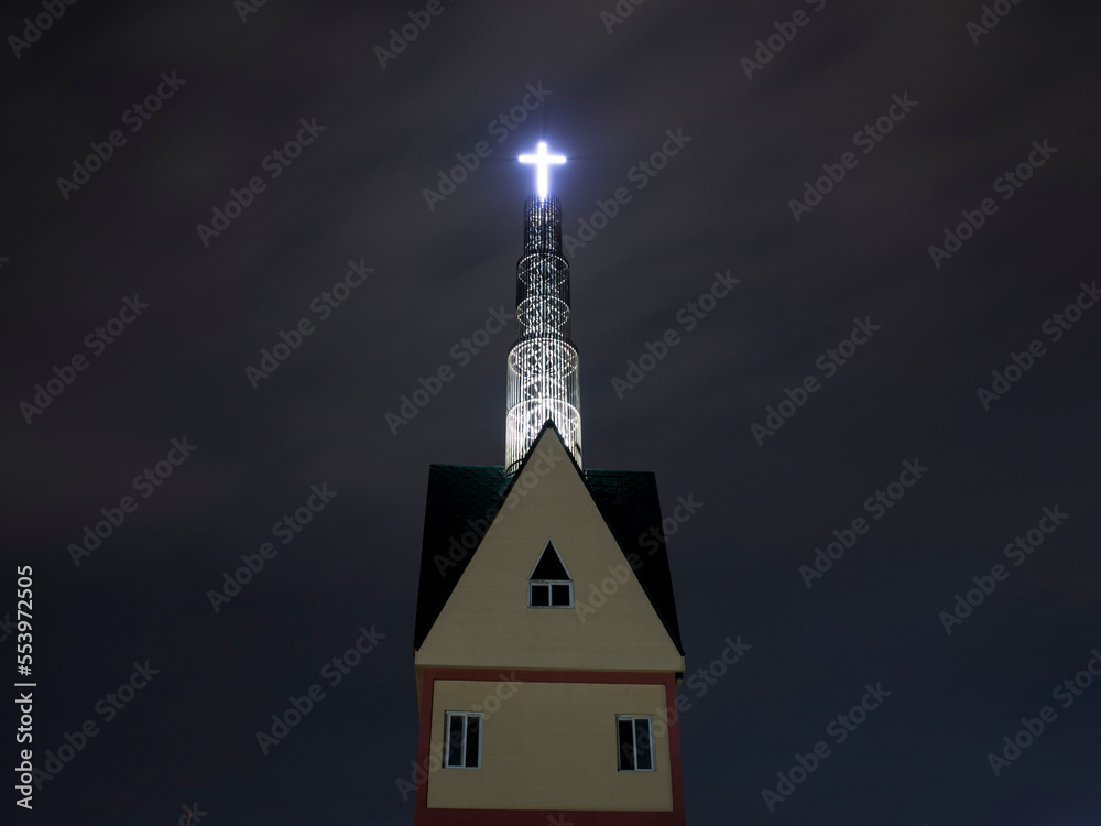 church steeple at night