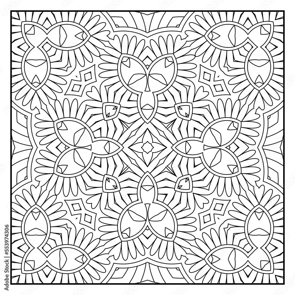 Fototapeta premium Mandala coloring page for adults. Mandala background. Mandala pattern coloring page. Hand drawn mandala pattern background. Vector black and white coloring page for coloring book.