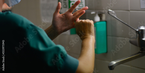 Hand washing. Hygiene of hands of surgery in the hospital
