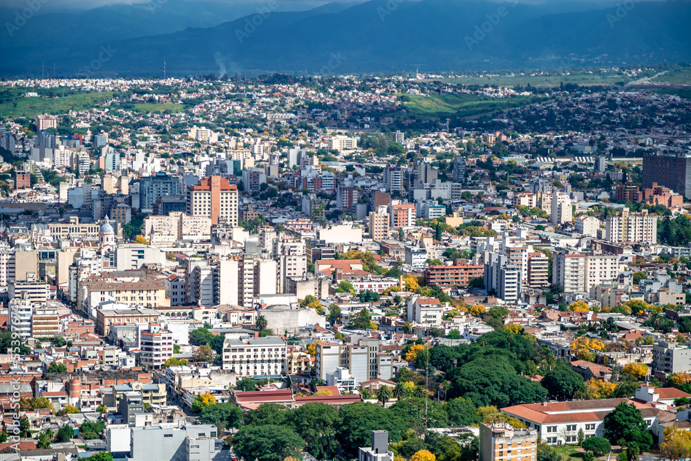 The city of Salta in Argentina from a bird's eye view