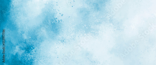 Aquarelle painted textured canvas design, abstract blue watercolor splash background, texture of watercolor,	 abstract gradient light sky blue shades watercolor background on white paper texture. 