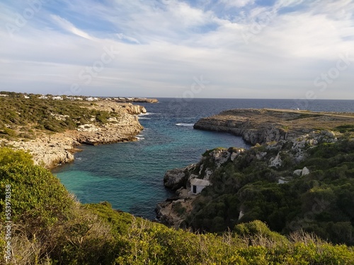 view of the bay from above of the mediterranean sea of the island of menorca