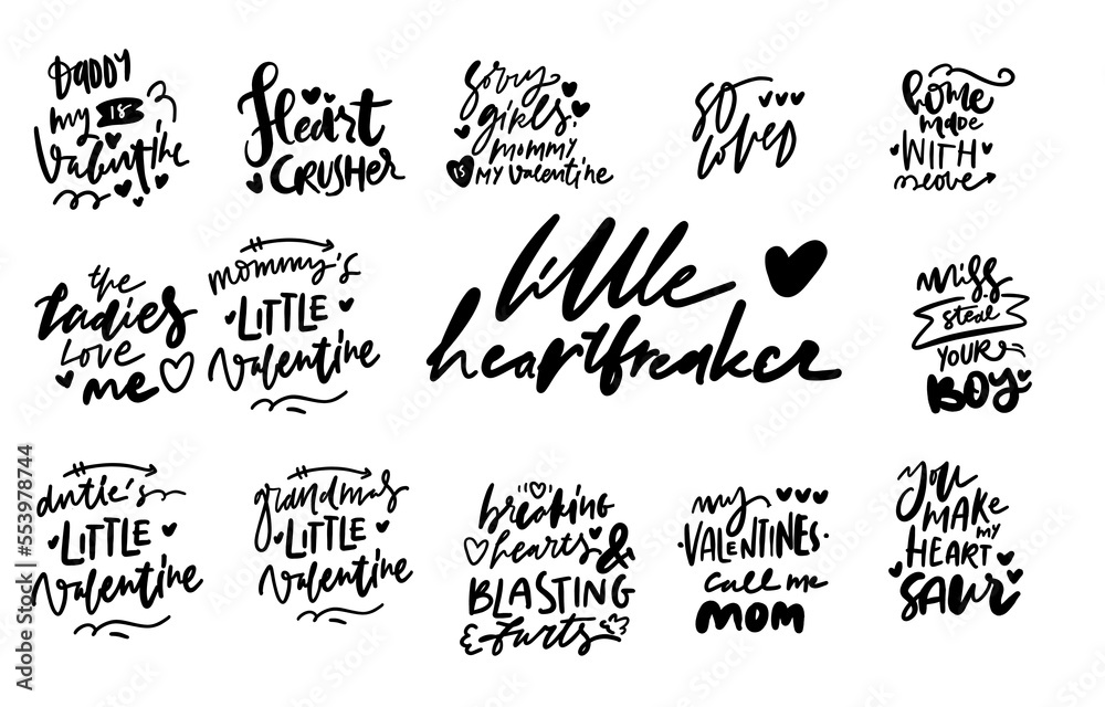 Valentine kids hand lettering illustration Valentine kids hand lettering illustration