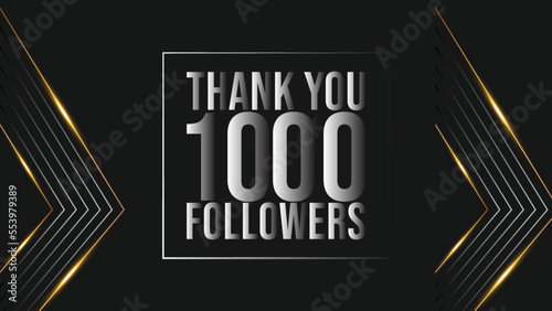 Thank you 1000 followers congratulation template banner. one thousand followers. celebration 1000 subscribers template for social media 