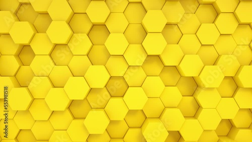 Abstract Hexagon Geometric Surface Loop, minimal yellow hexagonal grid pattern