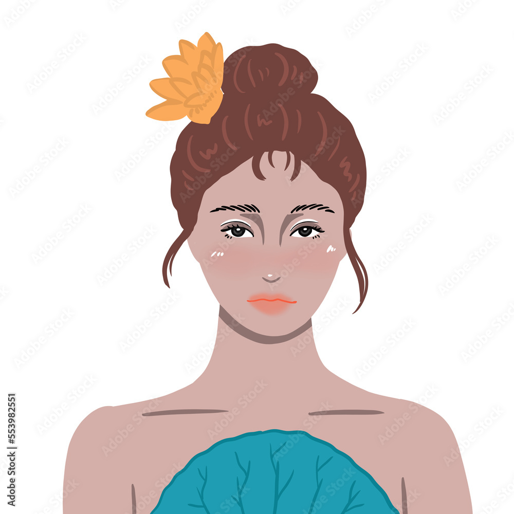 portrait of young beautiful woman with flowers, women's day