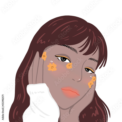portrait of young beautiful woman with flowers, women's day