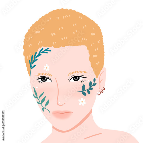 portrait of young beautiful woman with flowers, women's day