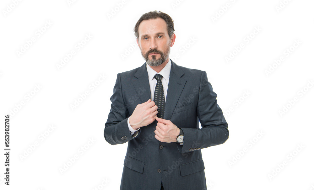 Serious grizzled professional business man businessman boss in formal business suit studio Serious grizzled professional business man businessman boss in formal business suit studio