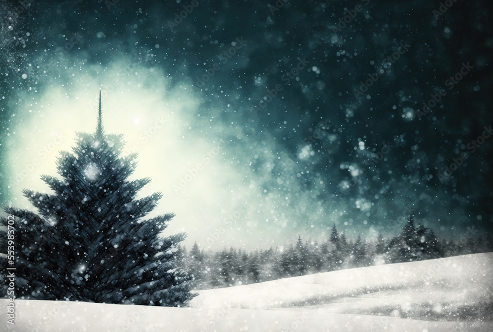 Background for Christmas with a snow overlay design. Generative AI