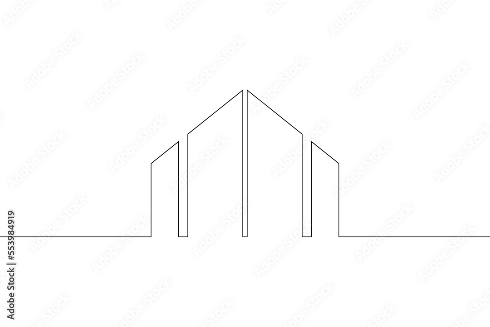 One continuous line. Minimal architectural logo. Modern house. Building ...