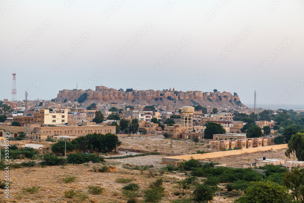 View at the Fortress of Jaisalmer in de evening sun, Rajasthan, India, Asia