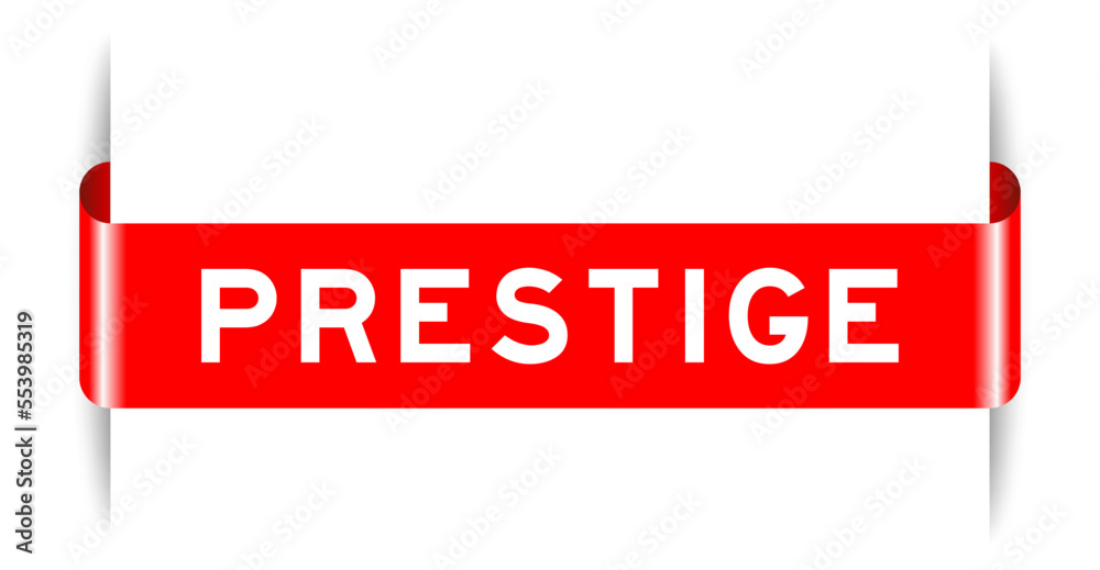 Ταπετσαρία Red color inserted label banner with word prestige on white background