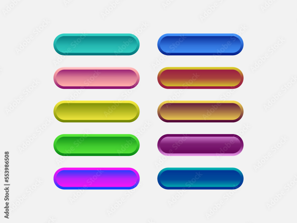 Set of buttons vector modern material style . gradient colors of elements and icons on background vector illustration Set of buttons vector modern material style . gradient colors of elements and icons on background vector illustration