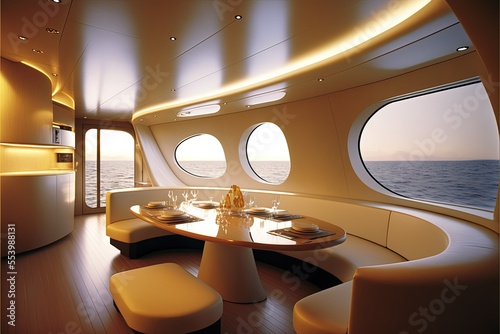 interior of luxury yacht on the sea, AI art