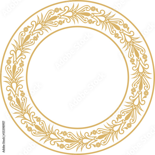 Vector gold seamless round Egyptian ornament. Infinite circle, ring, border, Ancient Egypt frame.