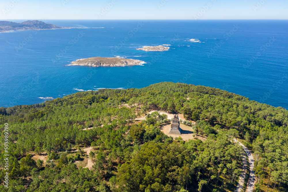 Aerial view of Monteferro and the Estelas Islands in Nigran - Spain
