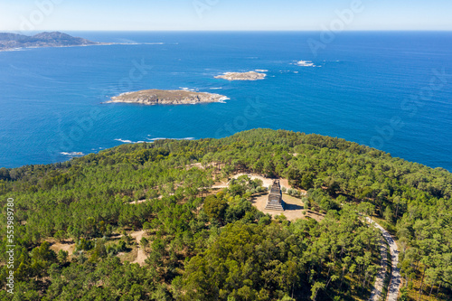 Aerial view of Monteferro and the Estelas Islands in Nigran - Spain