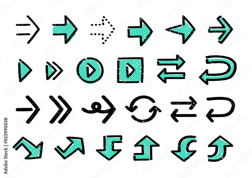 手描きの矢印セット テクスチャあり 手描きの矢印セット テクスチャあり