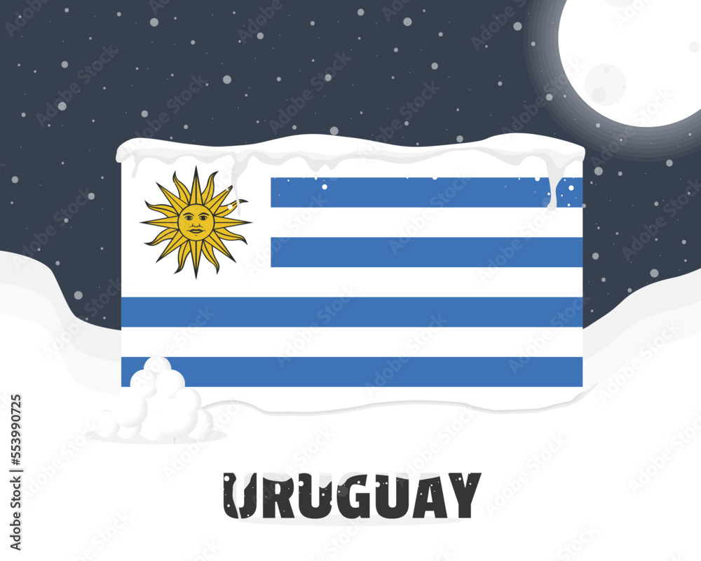 Uruguay snowy weather concept, cold weather and snowfall, weather forecast winter banner idea