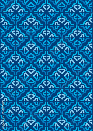 seamless pattern with blue abstract flowers