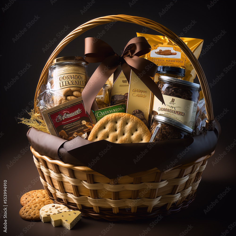 food gift basket with generative ai Stock Illustration | Adobe Stock