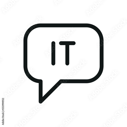 Speak Italian (IT) speech bubble isolated icon, speaking Italian  language outline vector icon with editable stroke