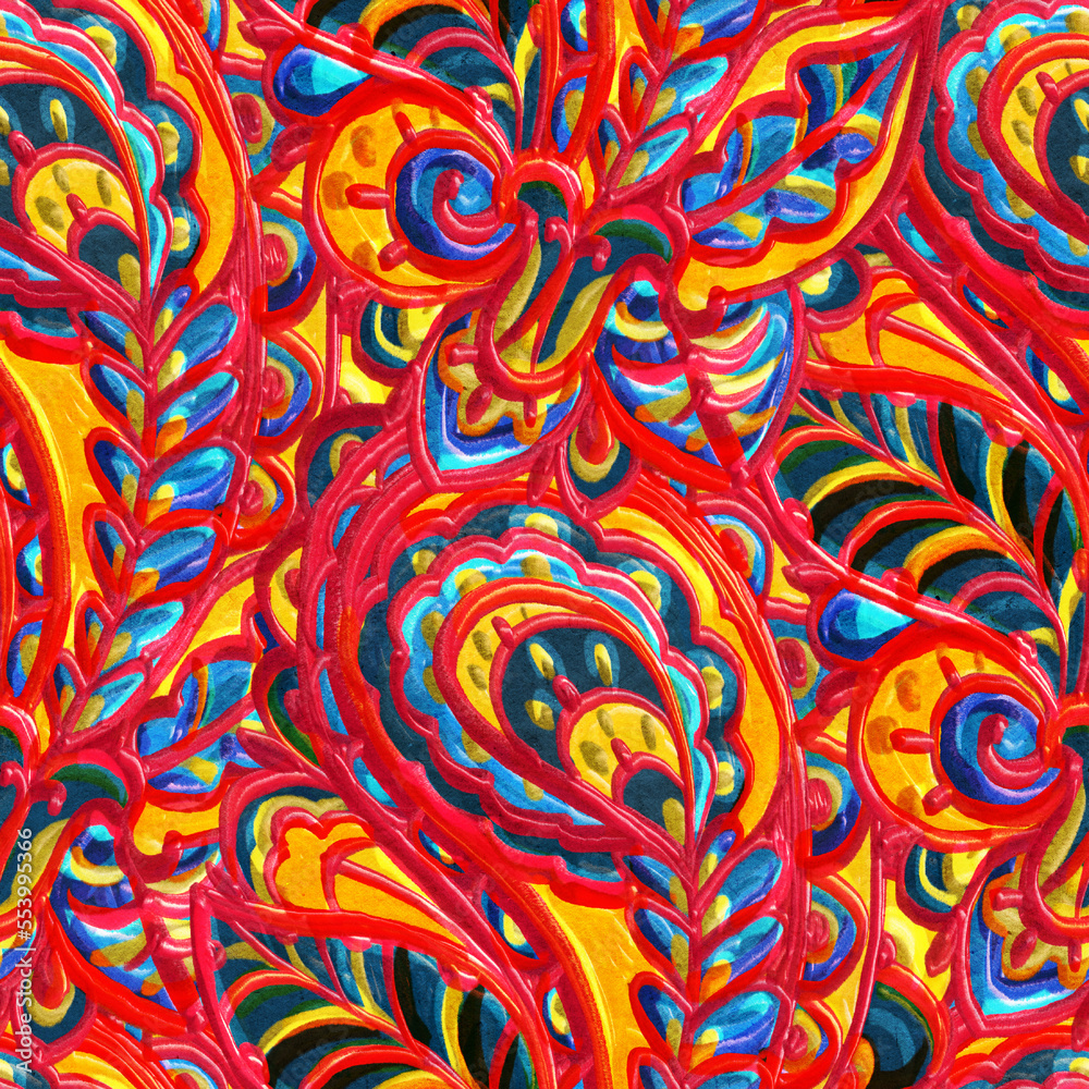 Seamless pattern with multicolor Paisley print Seamless pattern with multicolor Paisley print