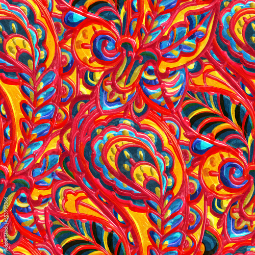 Seamless pattern with multicolor Paisley print