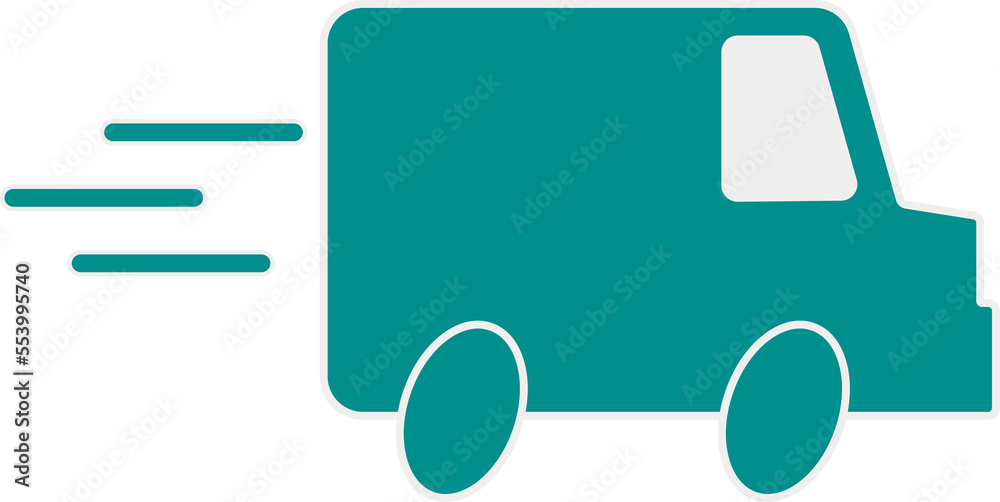 Isolated illustration vector icon of blue truck cargo with fast moving italic wheel for symbol of fast and free delivery shipment online shopping Isolated illustration vector icon of blue truck cargo with fast moving italic wheel for symbol of fast and free delivery shipment online shopping