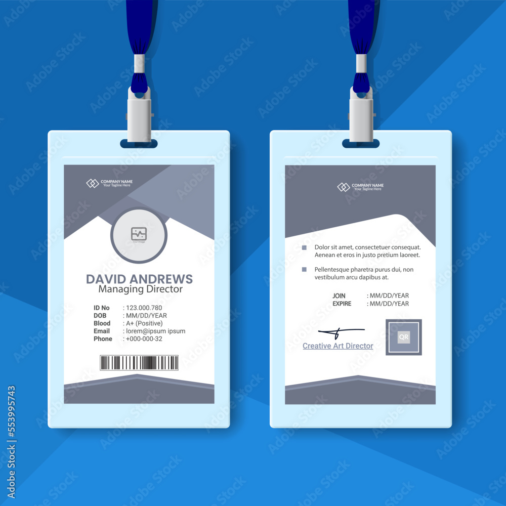 Modern Clean ID Card Template, Employee Identity Card Template ...